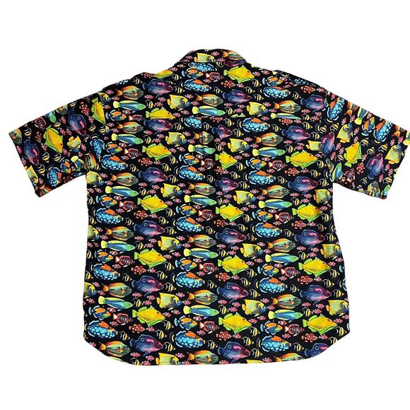 Vintage Hiphanis Colorful Fish Printed Short Sleeve Shirt Men’s Size XL Vtg 90s - Picture 2 of 8